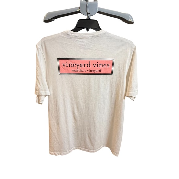 Vineyard Vines Cream Men’s Short Sleeve Tee with Pink Logo NWT to - Picture 5 of 15